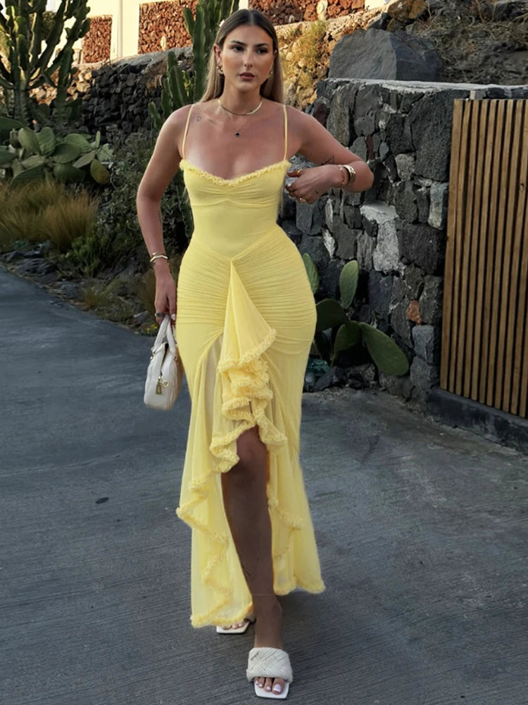 Women’s Ruffle Tassel Bodycon Dress