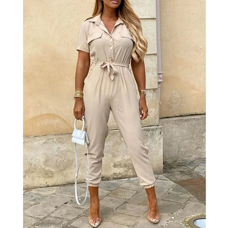 Monochrome Belted Jumpsuit – Workwear & Casual Fit