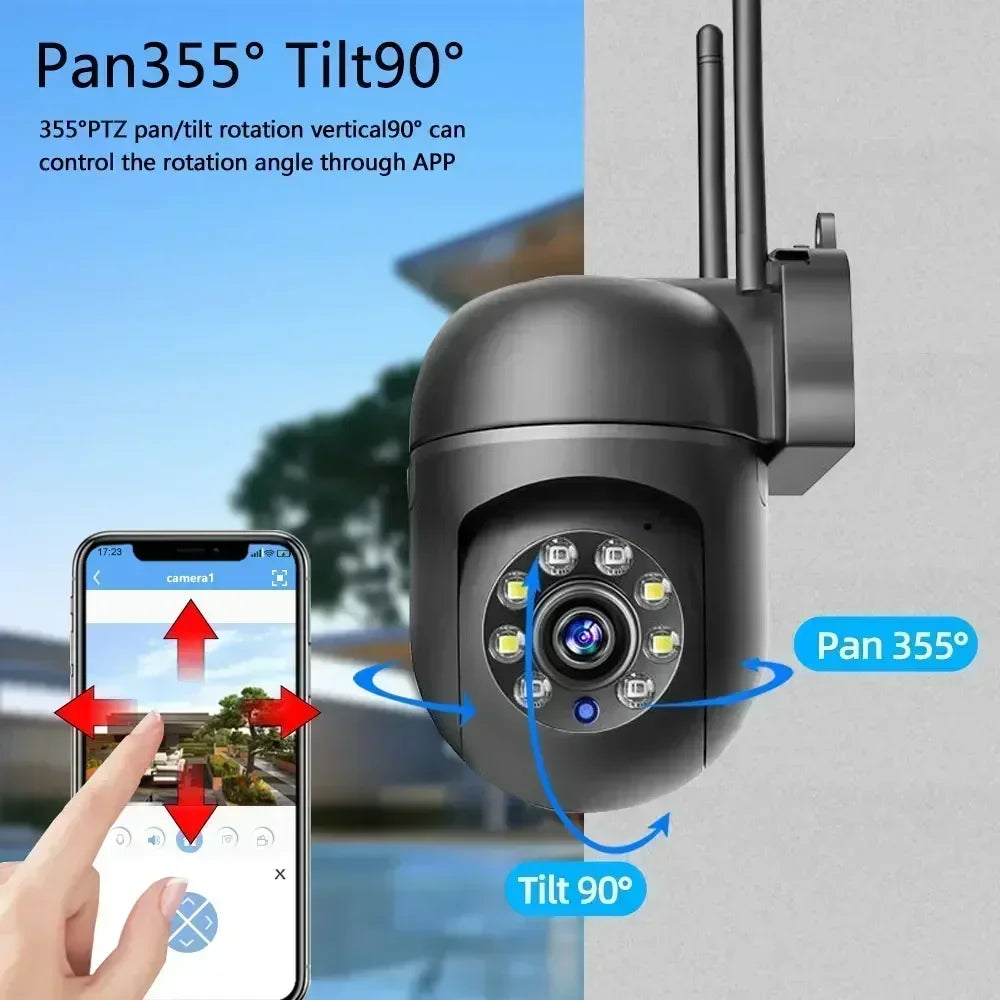 WiFi 2.4G 2K PTZ Security Camera with Two-Way Audio, Move-to-Follow, Outdoor Surveillance for Smart Homes