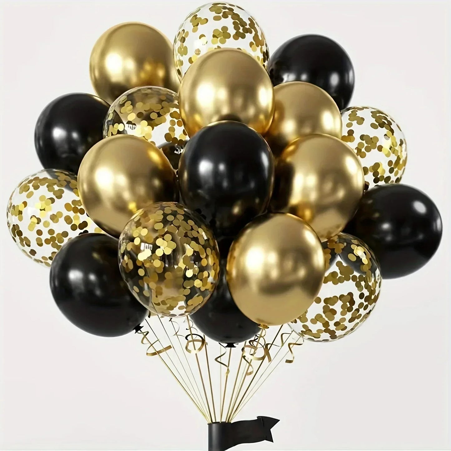 16pcs Black Metallic Sequin Balloons – Party Balloons for Birthday, Wedding & Graduation Decor