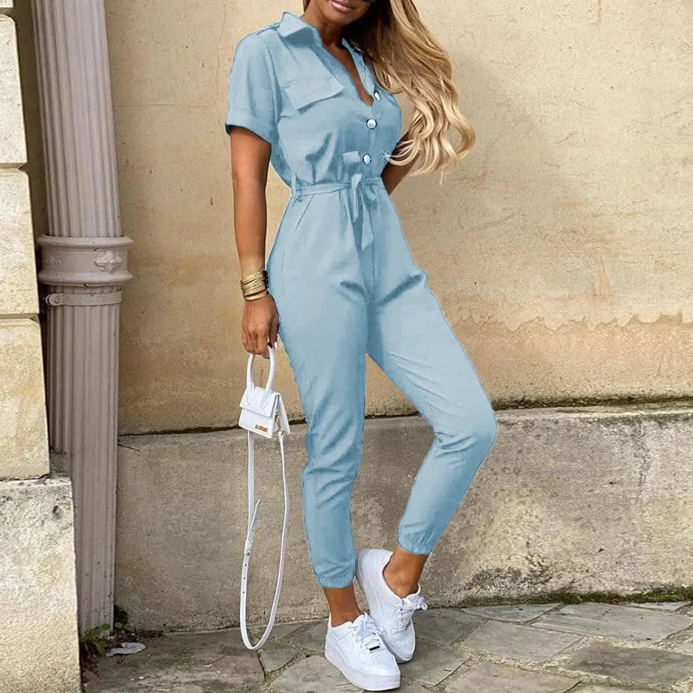 Monochrome Belted Jumpsuit – Workwear & Casual Fit