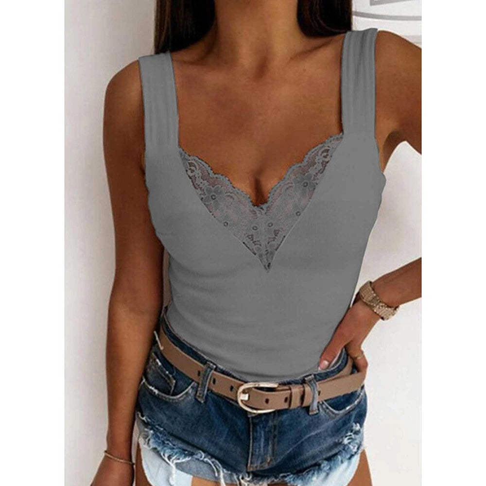 Elegant Lace Sleeveless Tank Top
