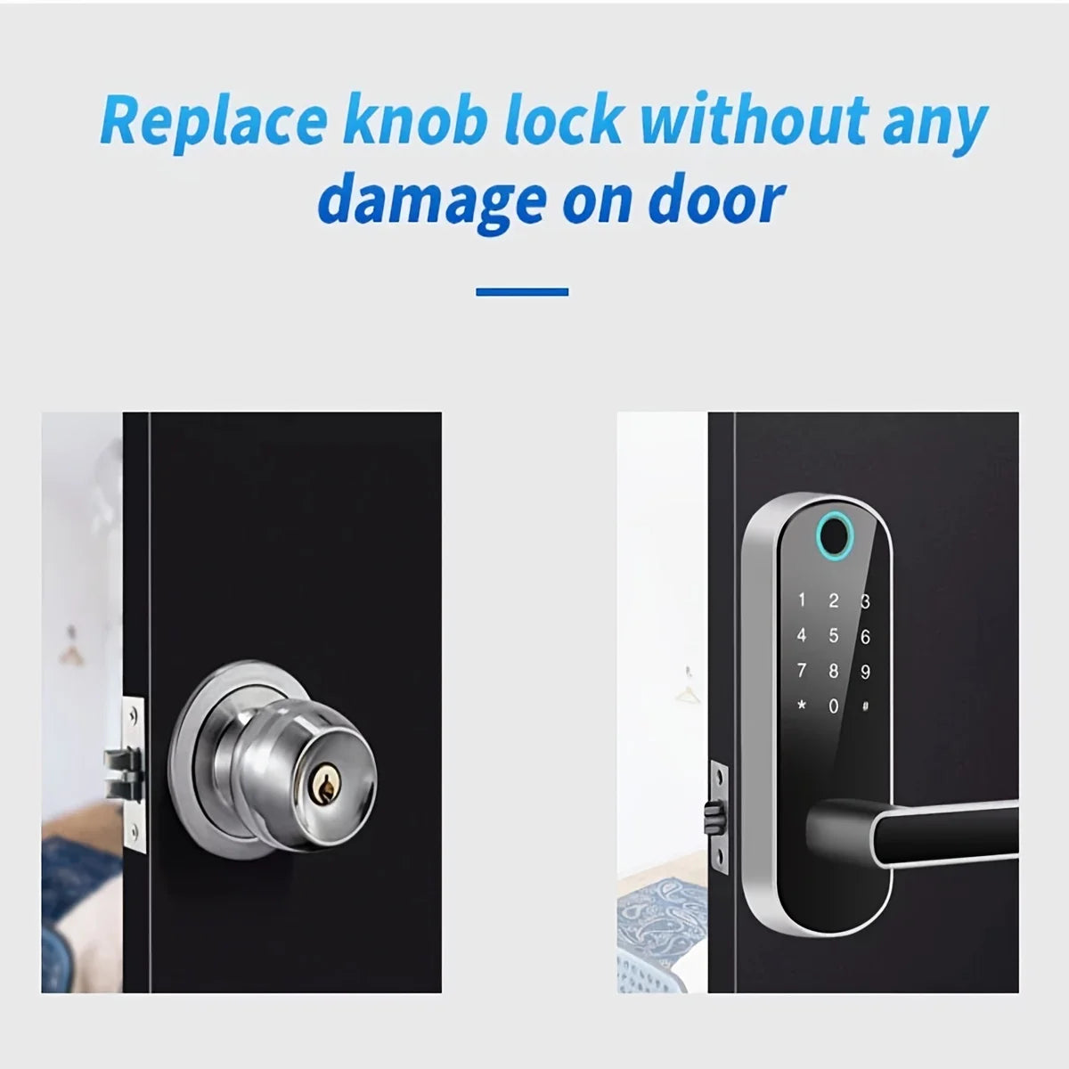 Smart Fingerprint Door Lock | App Remote Control | Keyless WIFI Digital Touchscreen Lock | NFC | IP67 Waterproof | Includes 2 IC Cards