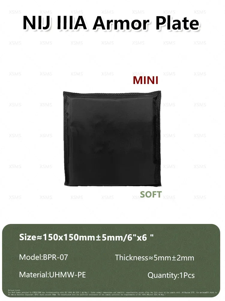 NIJ IIIA Soft/Hard Bulletproof Plates for Ballistic Vest and Backpack – Available in 6x8, 10x12, 11x14 Sizes