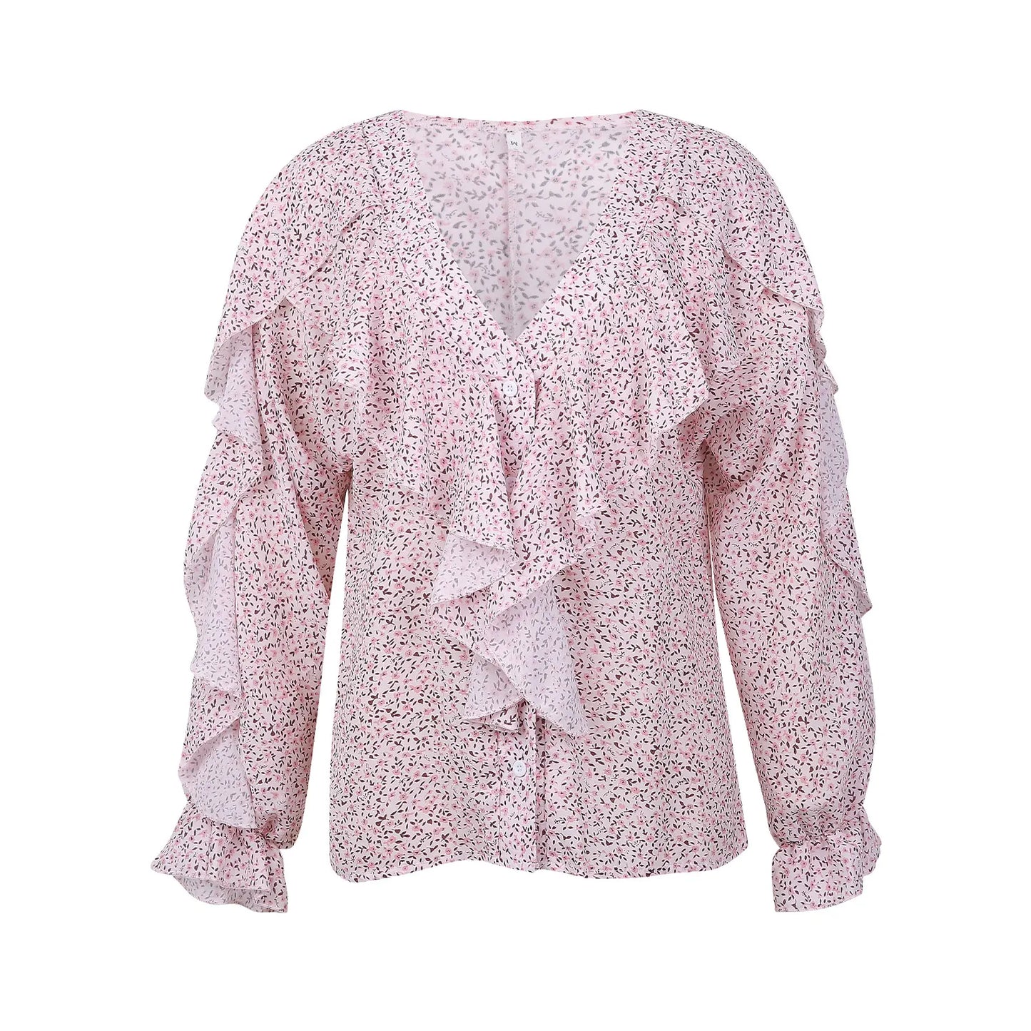 ChiffonVee Print Blouse