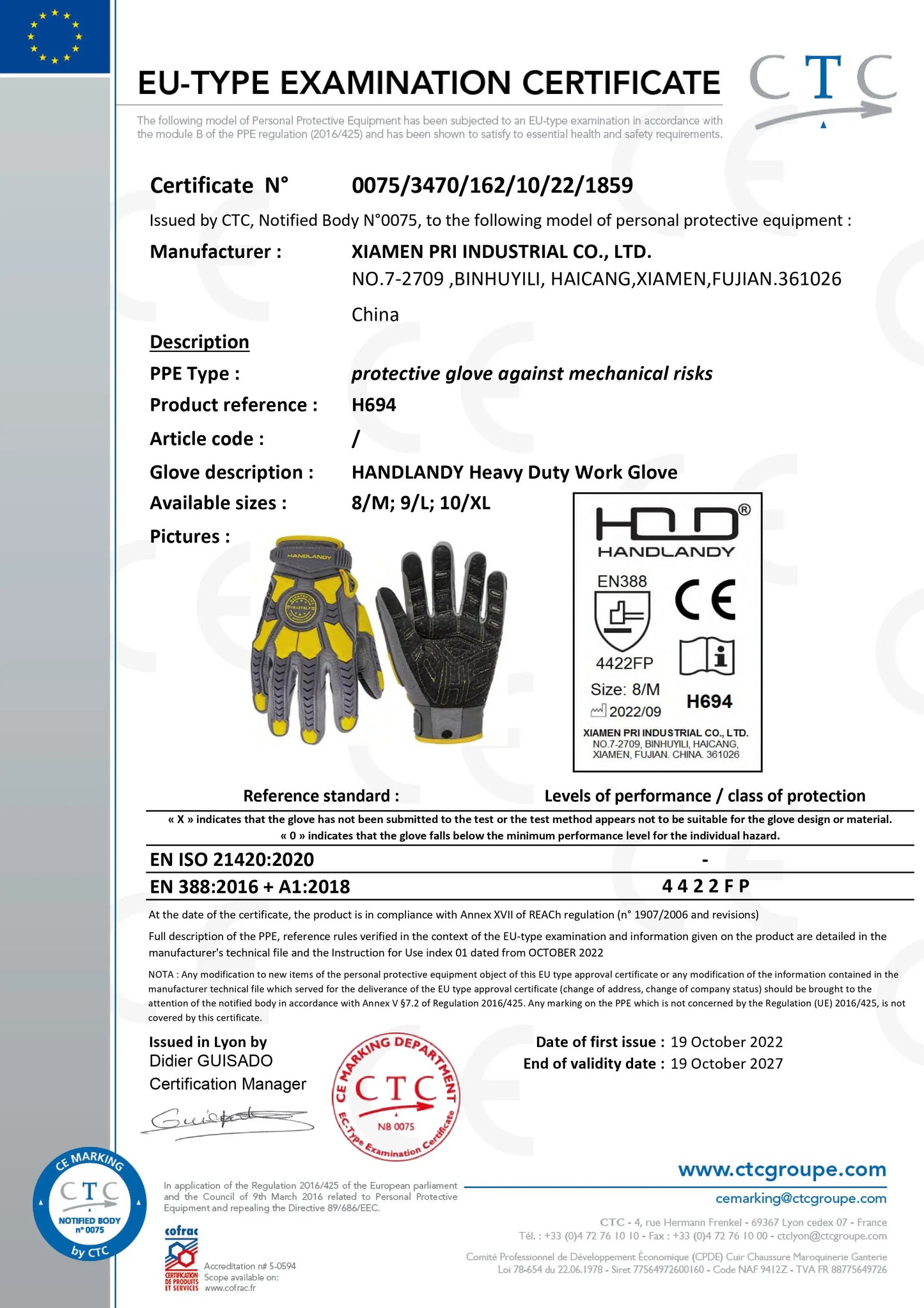 HANDLANDY Heavy Duty Work Gloves for Men – Cut-Resistant, Impact Protection & Touch Screen Mechanics Gloves