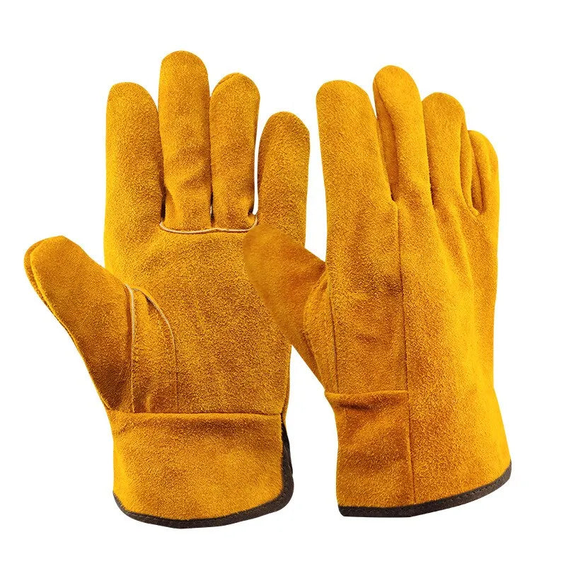 Men's Cowhide Work Gloves – Soft, Durable Safety Gloves for Driving, Hunting, Welding & Gardening