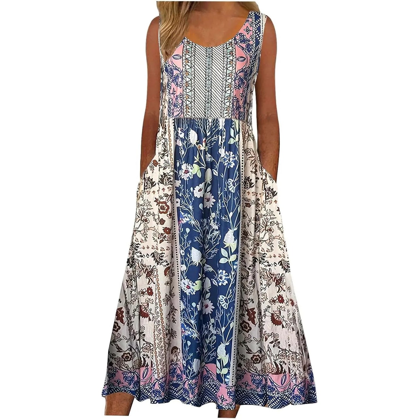 Floral Print Sleeveless Pullover Dress