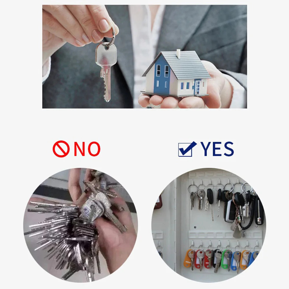 Combination Key Cabinet – 20-Key Hooks Wall Mounted with Key/Code Lock for Secure Key Storage