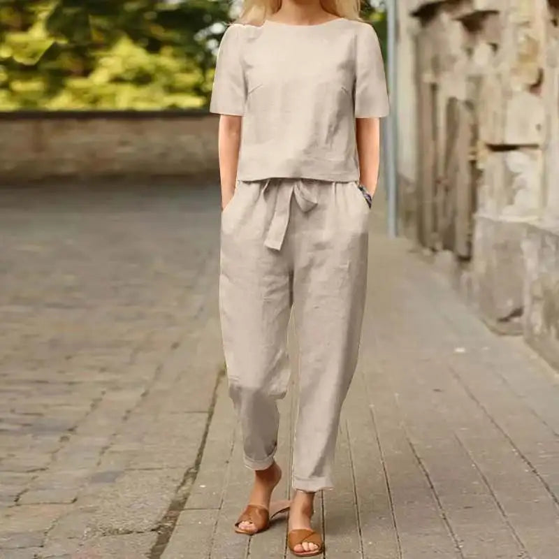 Linen Summer Two-Piece Set – Pullover & Pants