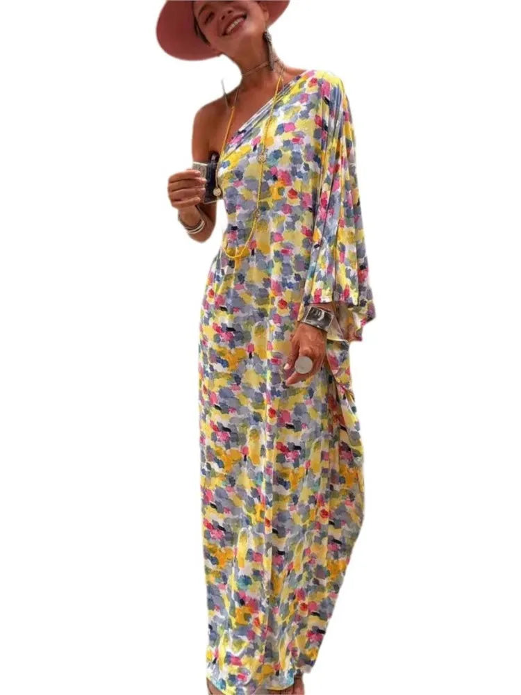 Women’s One-Shoulder Printed Maxi Dress