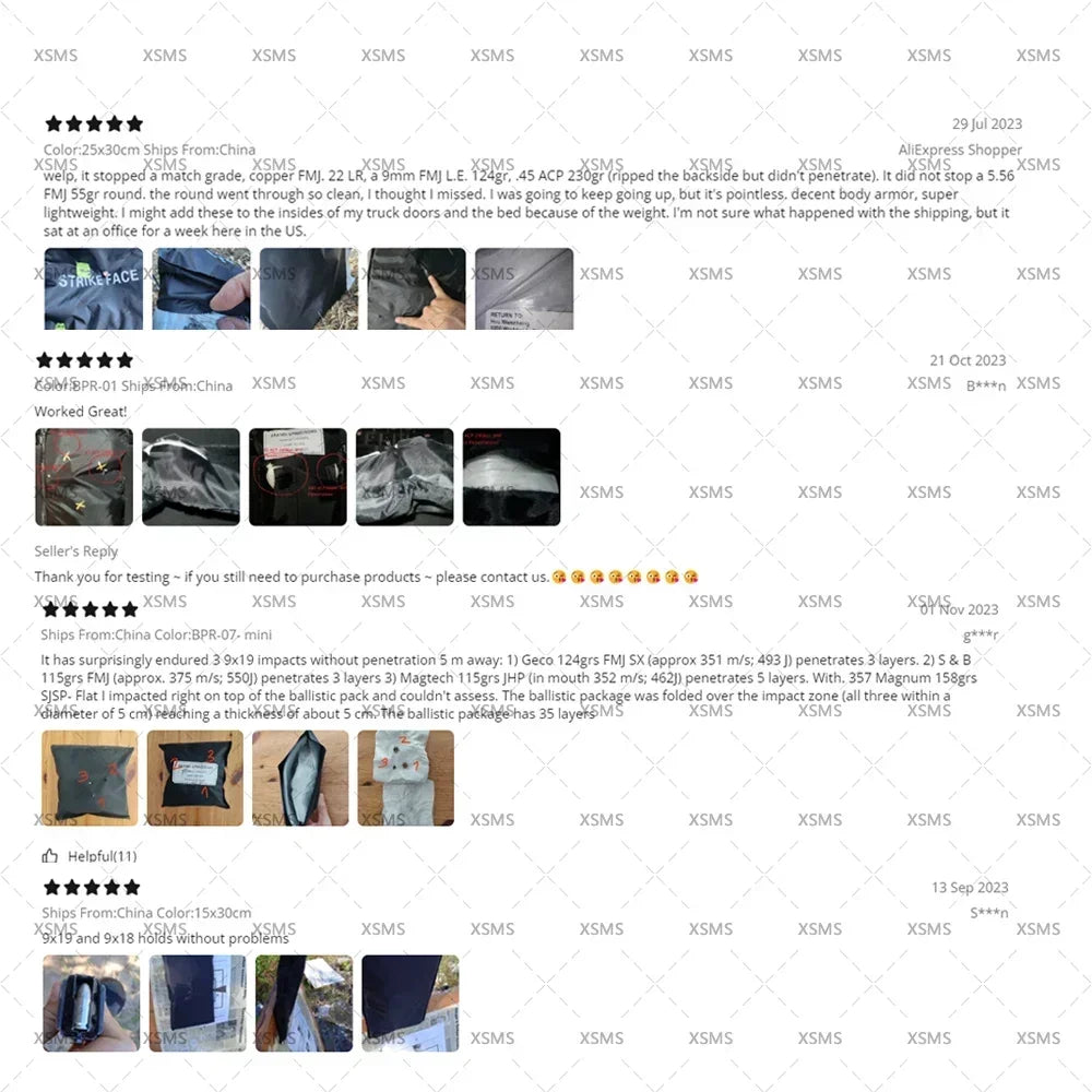 NIJ IIIA Soft/Hard Bulletproof Plates for Ballistic Vest and Backpack – Available in 6x8, 10x12, 11x14 Sizes