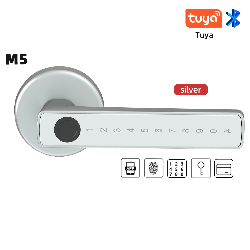 RAYKUBE Tuya BLE Fingerprint Door Lock | Digital Electronic Lock | Password/Key/IC Card | Smartlife/ Tuya APP Unlock