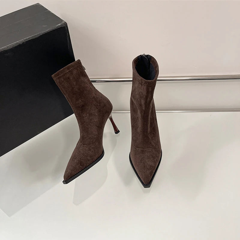 Elegant Pointed Toe High Heel Booties