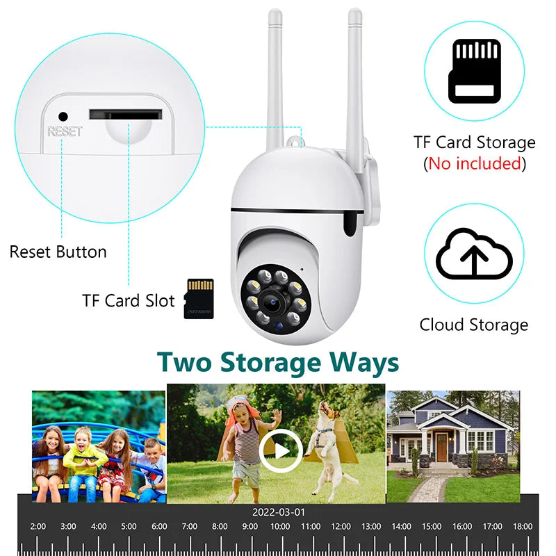 WiFi PTZ Security Camera with IR Night Vision, Motion Detection, Home Surveillance & 2 Antennas for Child Safety