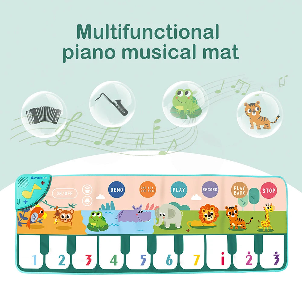 Coolplay Musical Piano Dance Mat for Kids – 110x36cm Interactive Animal Sound Floor Keyboard Mat