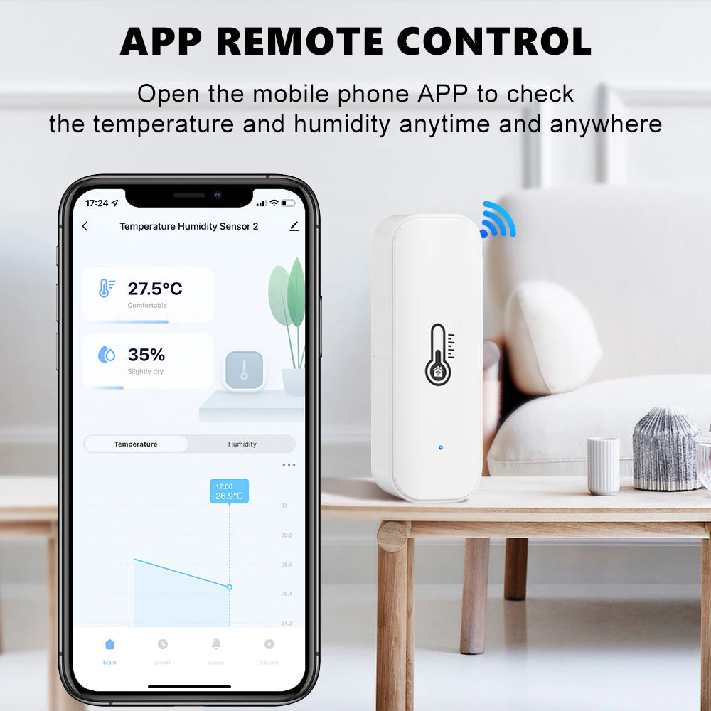 Tuya Smart WiFi Zigbee Temperature & Humidity Sensor – Indoor Thermometer Hygrometer Compatible with Alexa & Google Home