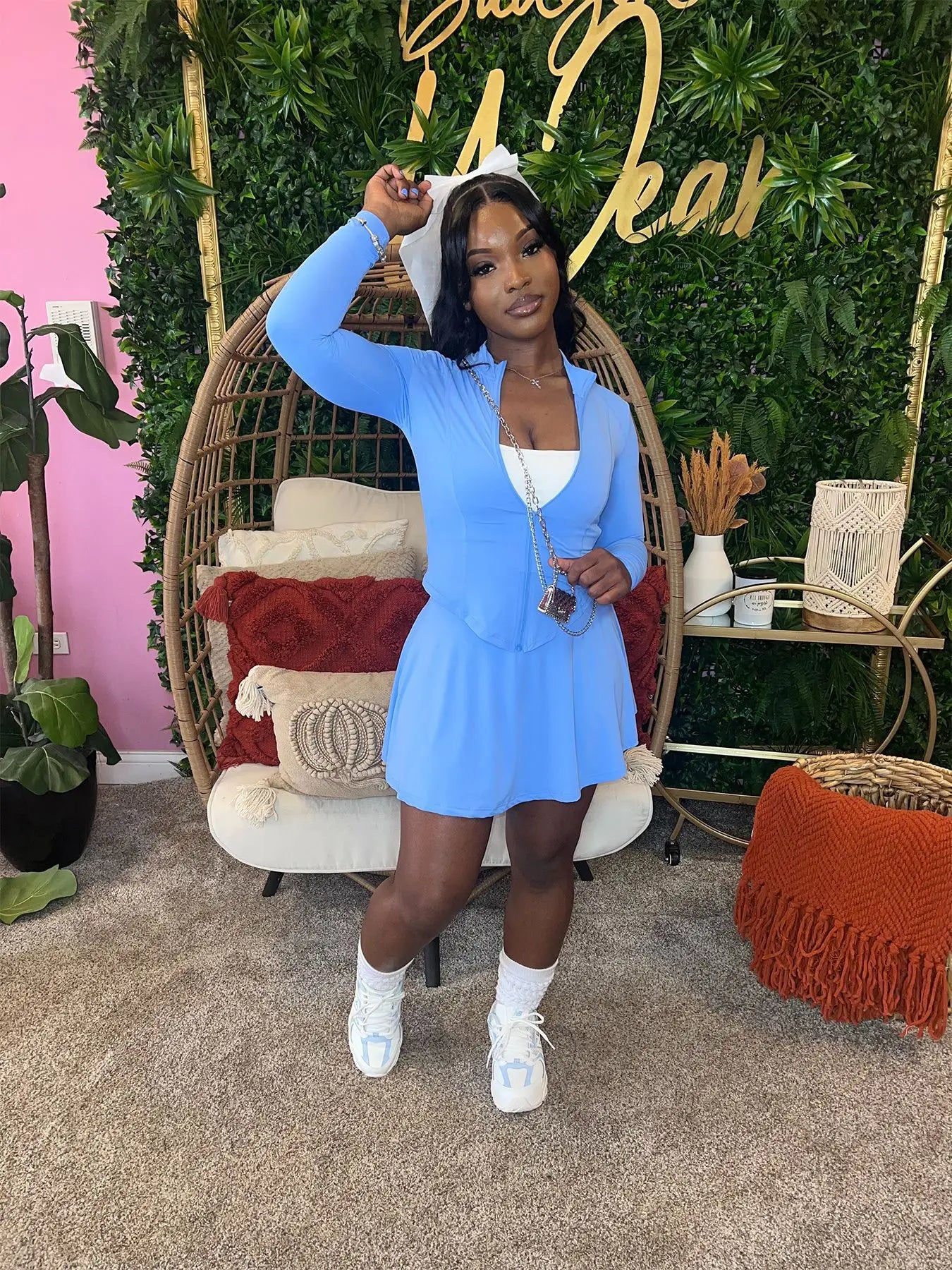 Women’s Casual Sports 2-Piece Set - Zip-Up Jacket & Mini Skirt with Shorts