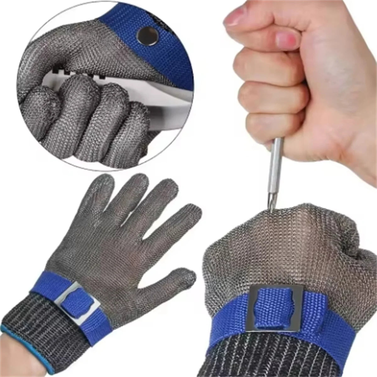 Stainless Steel Cut-Resistant Gloves – Anti-Cut Safety Hand Protection for Butchers and Knife Work