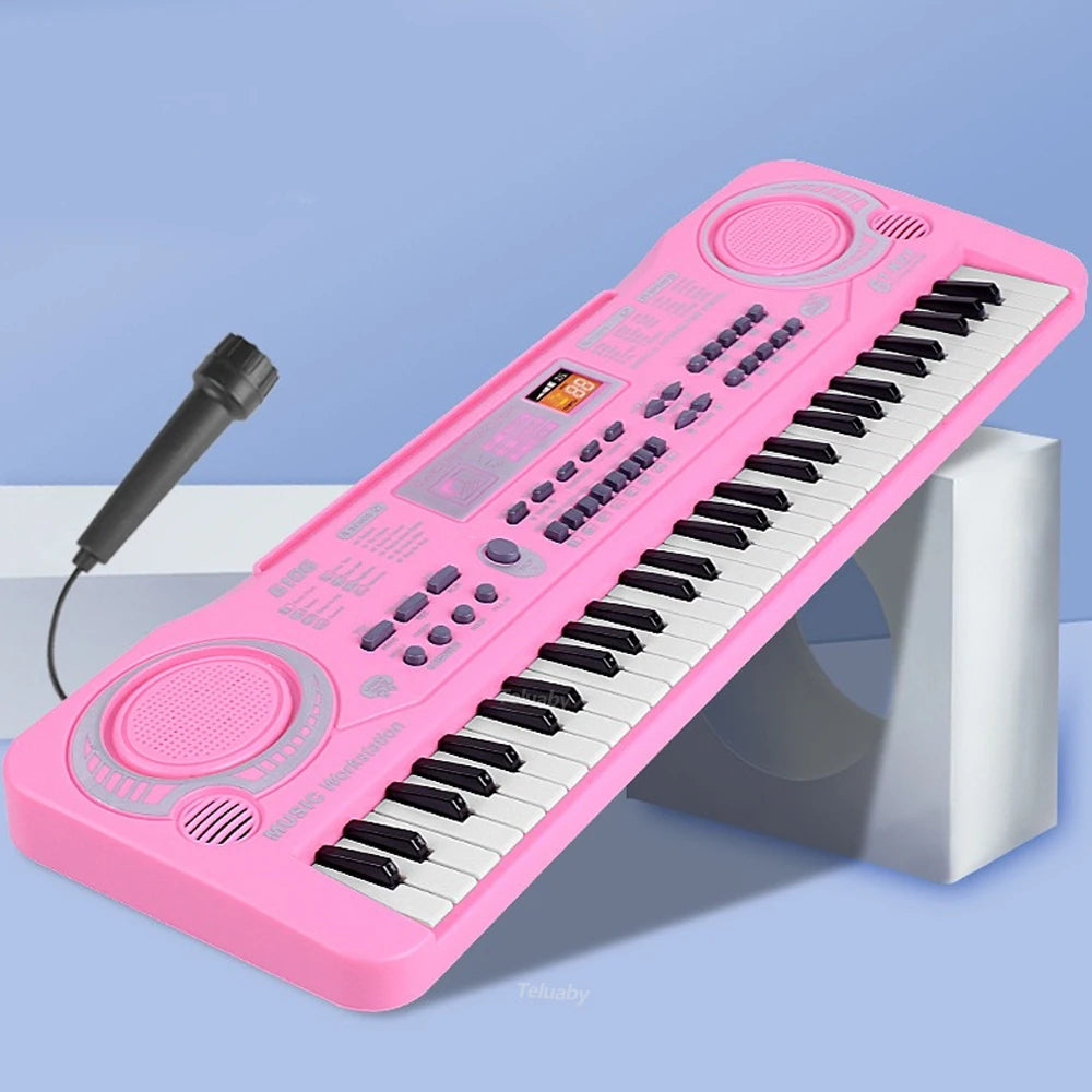 Kids Electronic Keyboard Piano with Microphone – 61-Key Organ & 24-Key Educational Musical Toy for Beginners