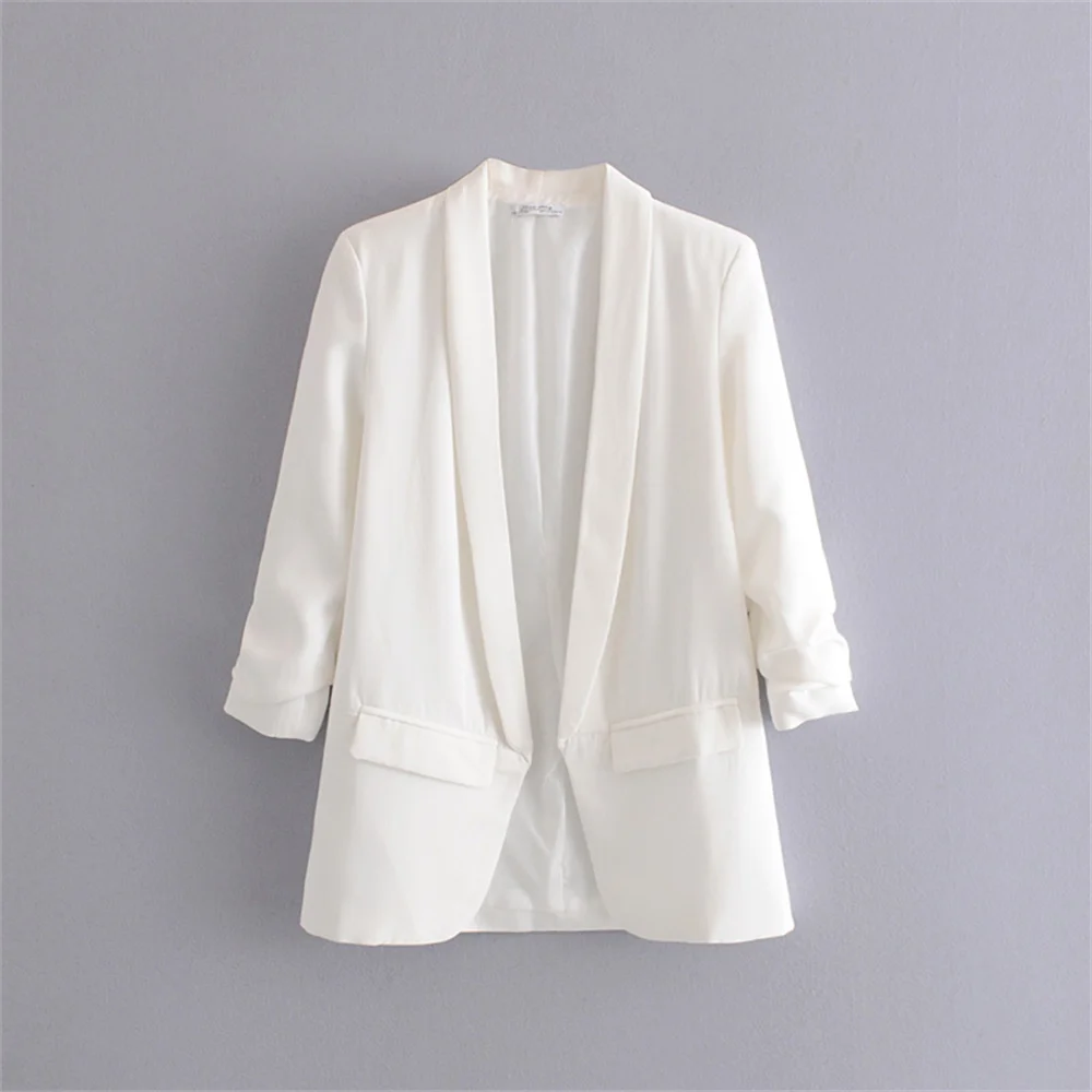 PB&ZA 2023 Spring Autumn Women's Pleated Sleeve Blazer