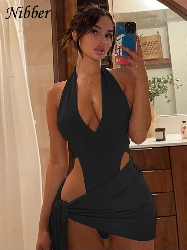 Sexy Beach Bikini Set – Bodysuit & Skirt Two-Piece