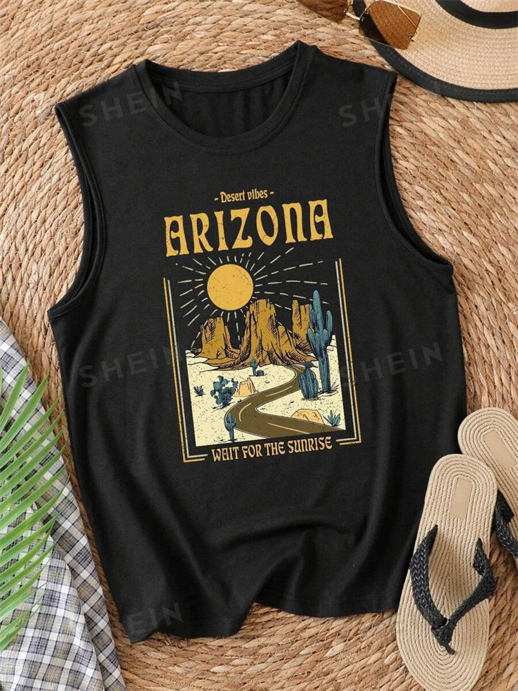 Rock Hip Hop Print Women's Crew Neck Tank Top - Summer Street Fashion