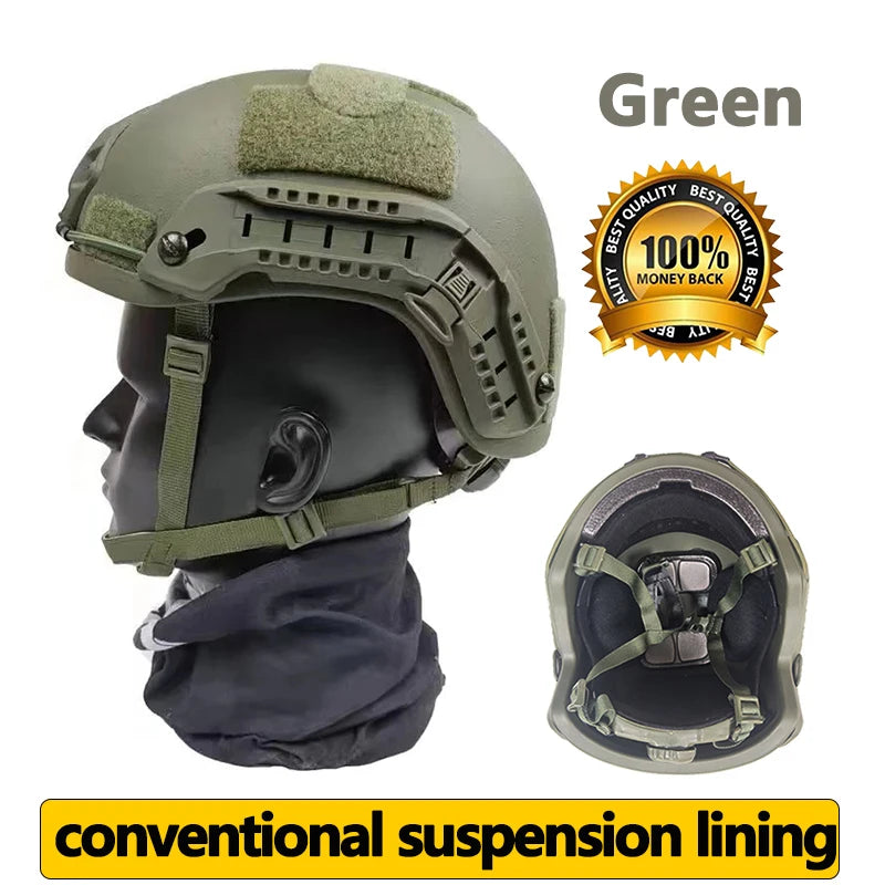 High Cut Tactical Ballistic Helmet with Wendy's Suspension Pad - NIJ IIIA Fast Protective Bulletproof Helmet