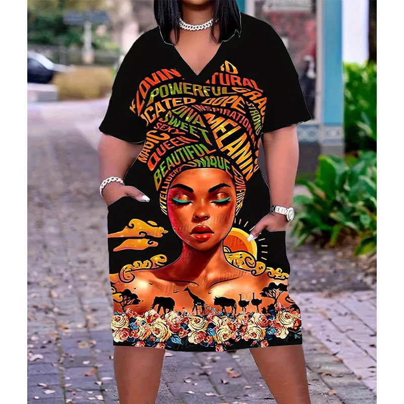 CurveBloom V-Neck Dress