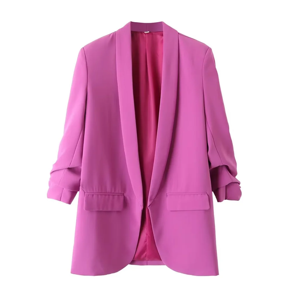 PB&ZA 2023 Spring Autumn Women's Pleated Sleeve Blazer