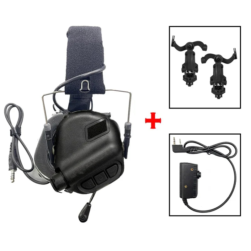 EARMOR M32 MOD4 Tactical Shooting Earmuffs – Noise Reduction Headset with Helmet ARC Rail & Kenwood PTT Adapter