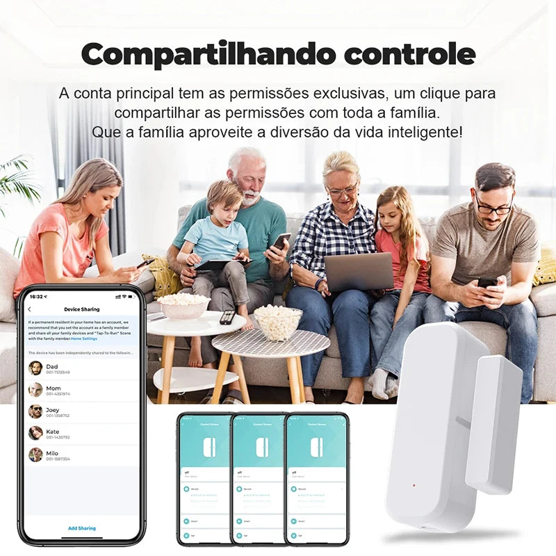 Tuya WiFi Smart Door & Window Sensor – Security Alarm System Compatible with Alexa & Google Home