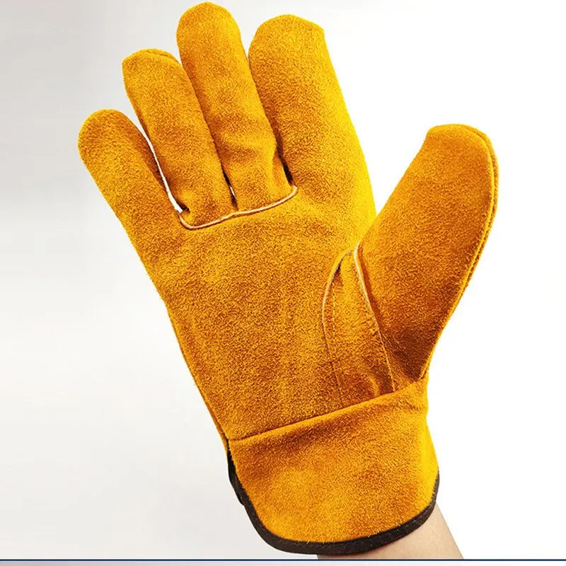 Men's Cowhide Work Gloves – Soft, Durable Safety Gloves for Driving, Hunting, Welding & Gardening
