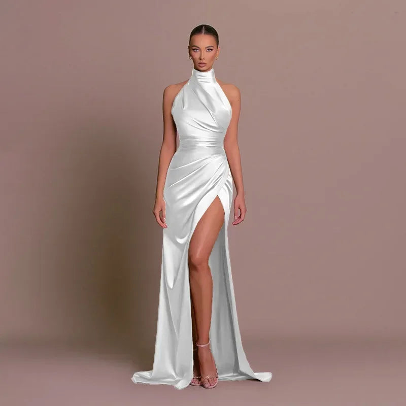 Women’s Halter Ruched Evening Dress