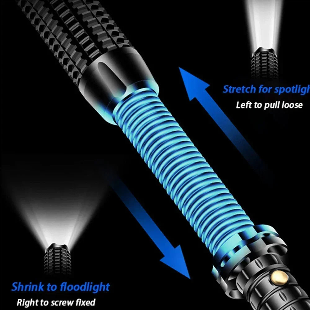 Super Bright Tactical Baseball Bat LED Flashlight - Focusable Zoomable Self-Defense Mace Light & Emergency Torch
