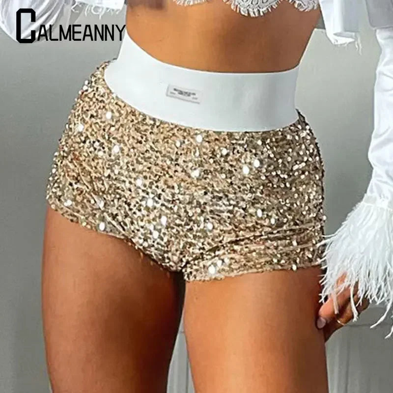 Summer Sequined High-Waist Mini Shorts - Sexy Party & Nightclub Wear