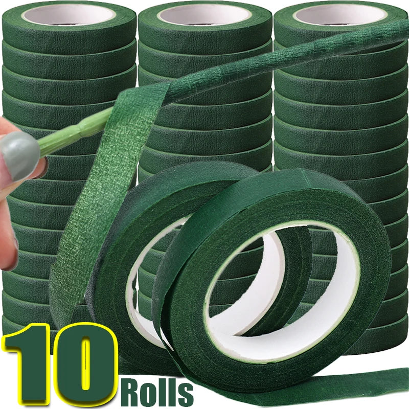 Green Floral Tape – Self-Adhesive Bouquet Wrapping Tape for DIY Flowers & Wedding Decor 10/1 Rolls