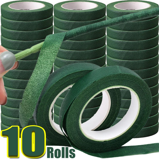 Green Floral Tape – Self-Adhesive Bouquet Wrapping Tape for DIY Flowers & Wedding Decor 10/1 Rolls