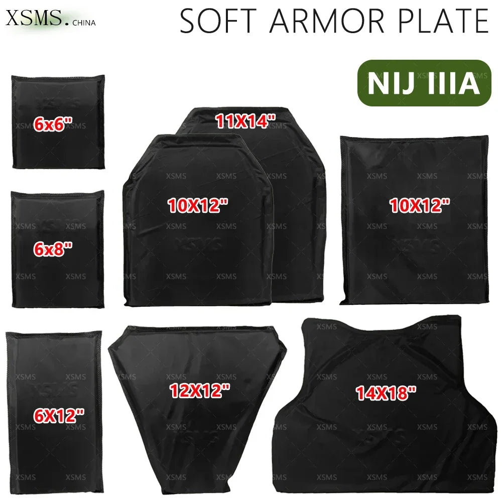 NIJ IIIA Soft/Hard Bulletproof Plates for Ballistic Vest and Backpack – Available in 6x8, 10x12, 11x14 Sizes