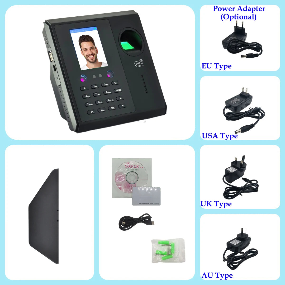 WiFi Facial & Fingerprint Time Attendance System | 2000mAh Battery | Employee Time Clock Management