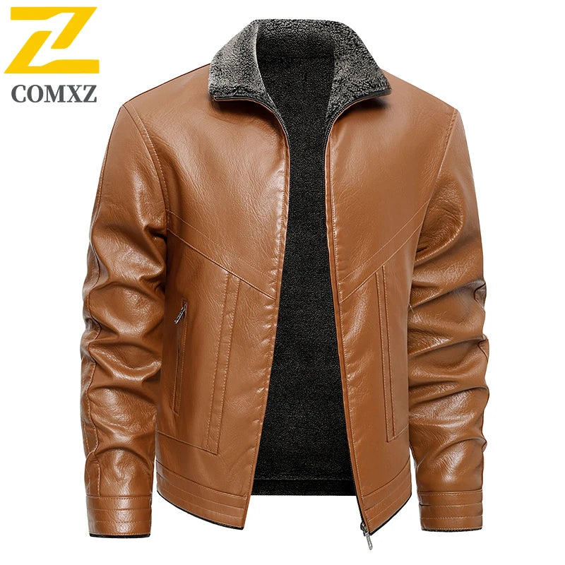 “Men’s Winter PU Motocross Leather Jacket”