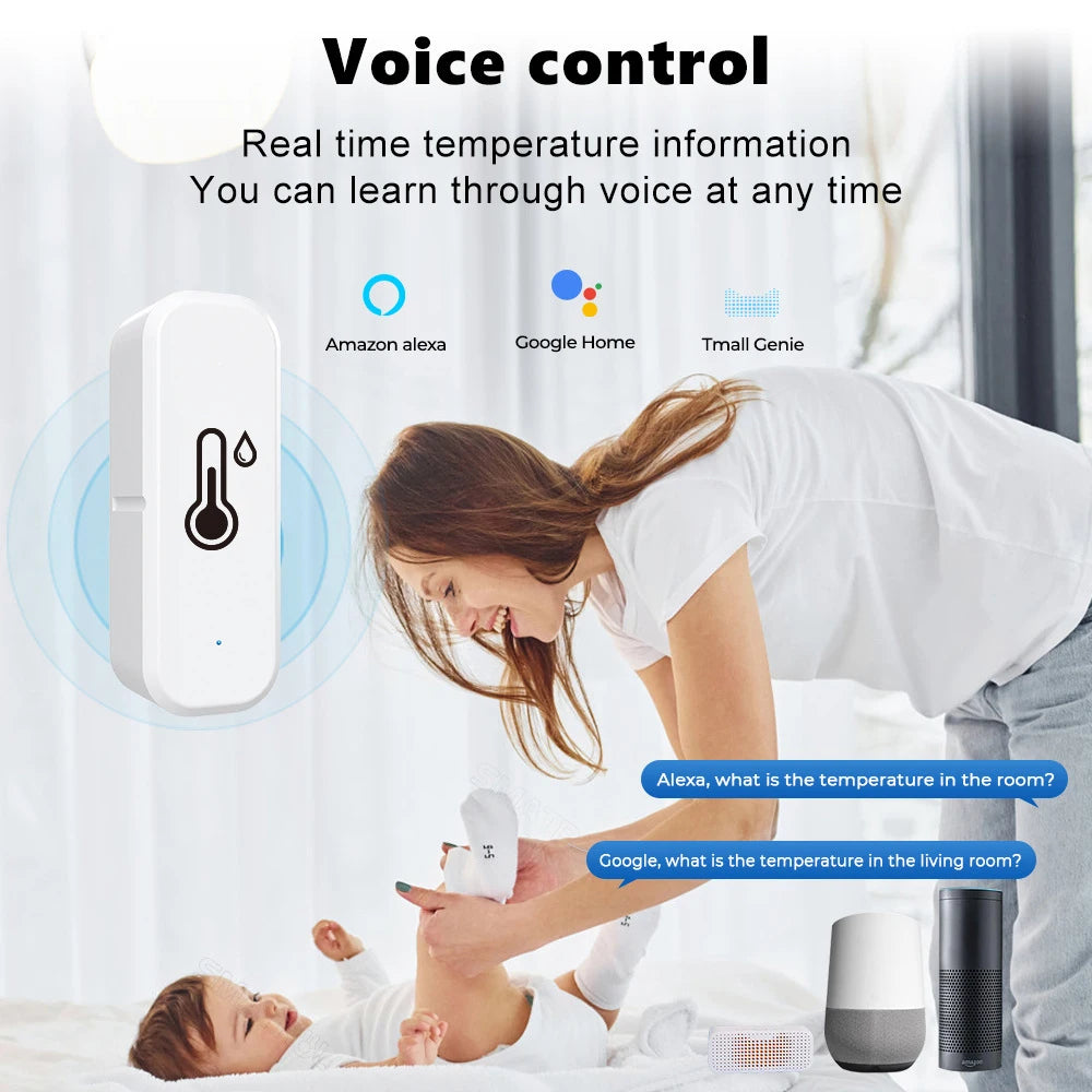 Tuya Smart WiFi Zigbee Temperature & Humidity Sensor – Indoor Thermometer Hygrometer Compatible with Alexa & Google Home