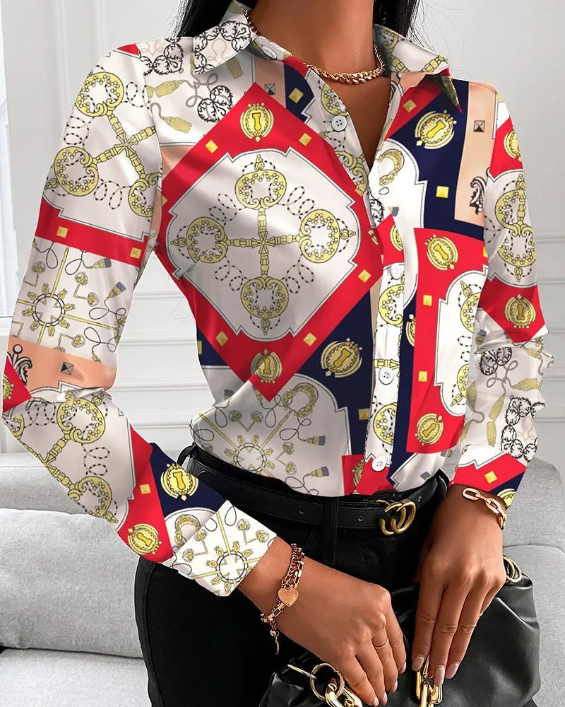 Women’s Printed Long Sleeve Blouse