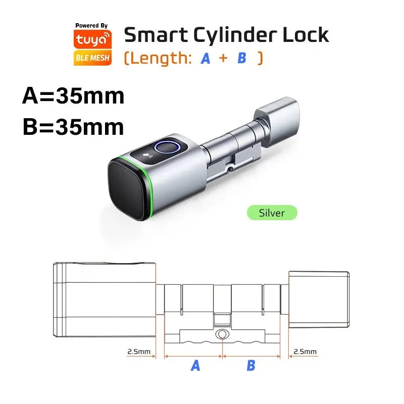Smart Cylinder Lock with Tuya Bluetooth | Fingerprint & 13.56MHz IC Card | Includes CR123A Battery | Easy Installation | Replace S1