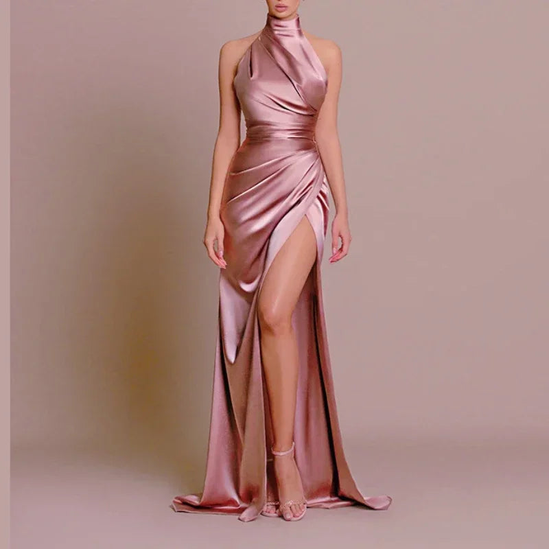 Women’s Halter Ruched Evening Dress