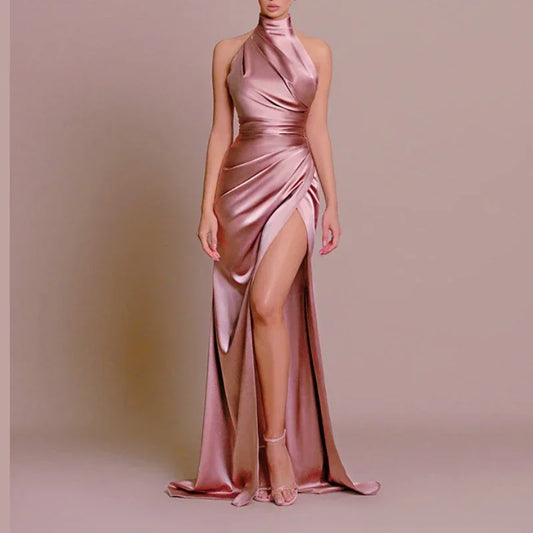 Women’s Halter Ruched Evening Dress