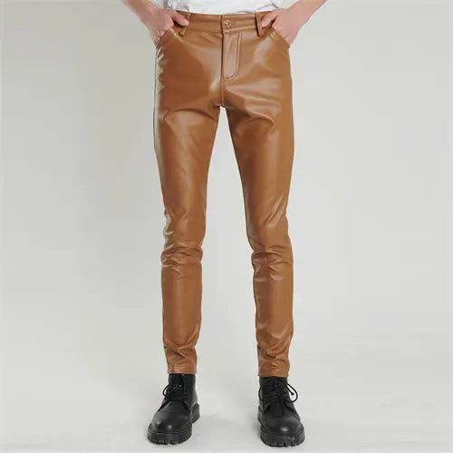 Men’s Slim PU Leather Pants