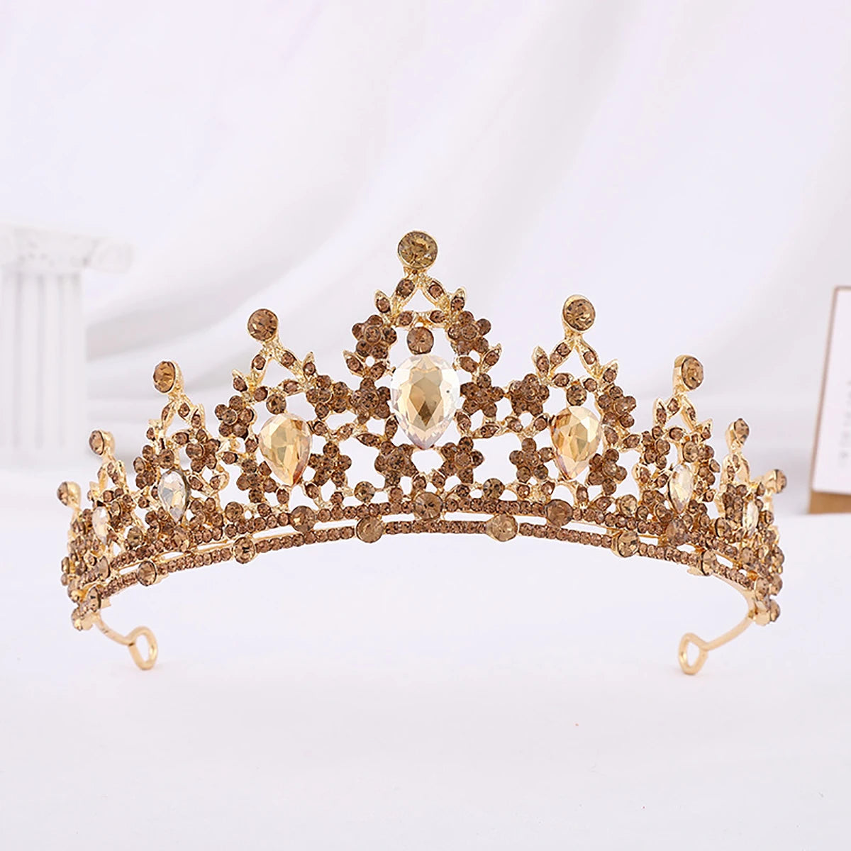Crystal Bridal Tiara – Silver Wedding Crown Headpiece for Veil & Hair Accessories