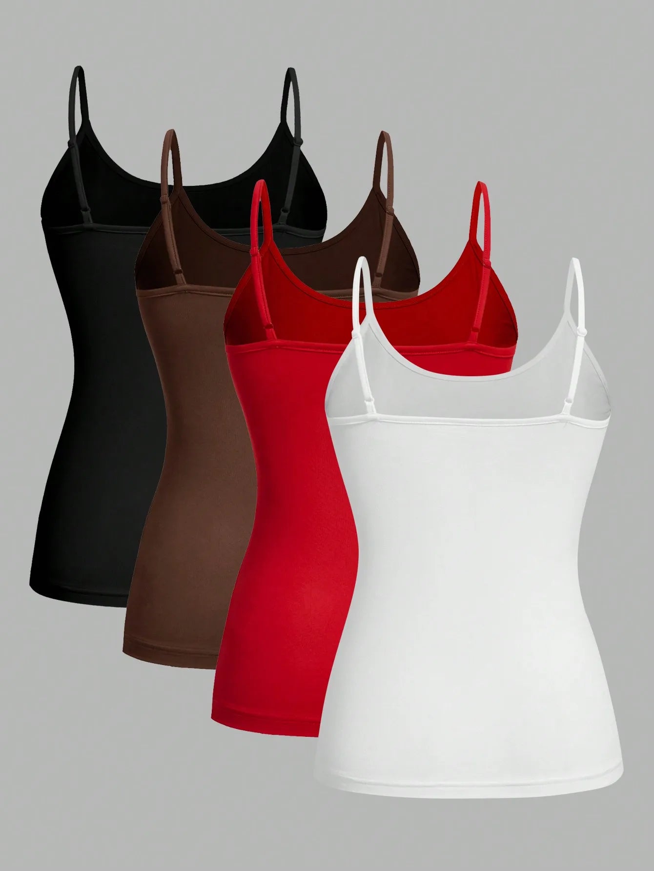 4-Piece Women's Solid Color Camisole Set – Sexy Sleeveless Tank Tops for Summer