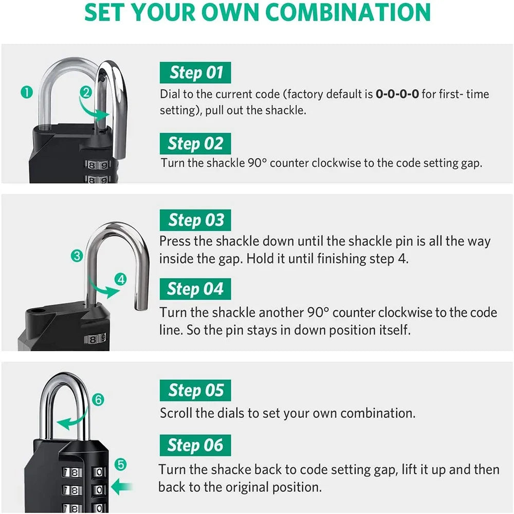 4-Digit Resettable Combination Lock | Waterproof & Heavy Duty | Outdoor Padlock